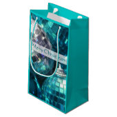 Blue Baubles Frohe Weihnachtsgeschenk Tasche klein Kleine Geschenktüte (Rückseite Schrägansicht)