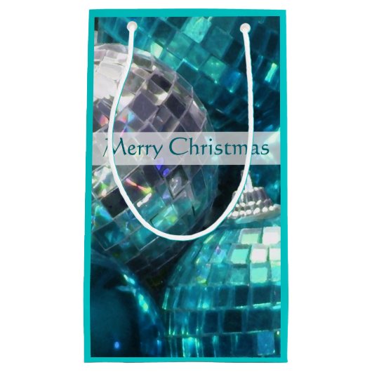 Blue Baubles Frohe Weihnachtsgeschenk Tasche klein Kleine Geschenktüte (Vorderseite)