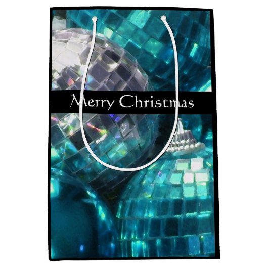 Blue Baubles Frohe Weihnachtsgeschenke Mittelschwa Mittlere Geschenktüte (Vorderseite)