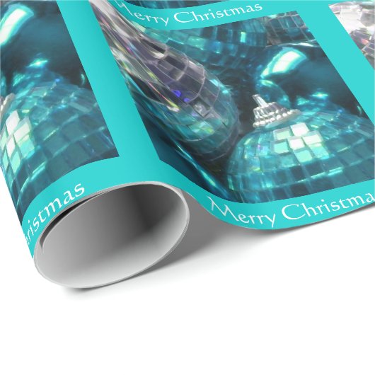 Blue Baubles Frohe Weihnachtsverpackung Geschenkpapier (Rolleneckpunkt)