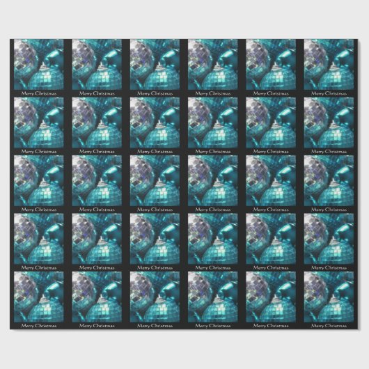 Blue Baubles Frohe Weihnachtsverpackung Papier sch Geschenkpapier (Flach)