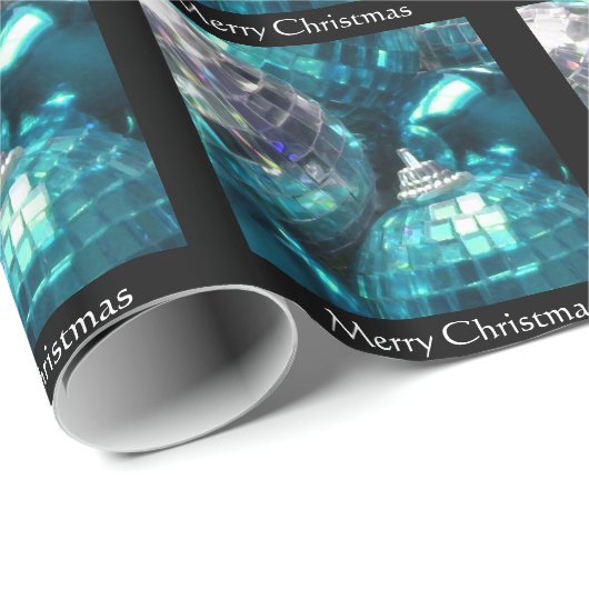 Blue Baubles Frohe Weihnachtsverpackung Papier sch Geschenkpapier (Rolleneckpunkt)