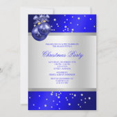 Blue Baubles & Pearls Weihnachten Einladung (Vorderseite)