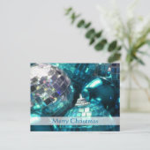 Blue Baubles Postkarte "Frohe Weihnachten" (Stehend Vorderseite)