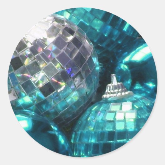 Blue Baubles Rundaufkleber Runder Aufkleber (Vorderseite)