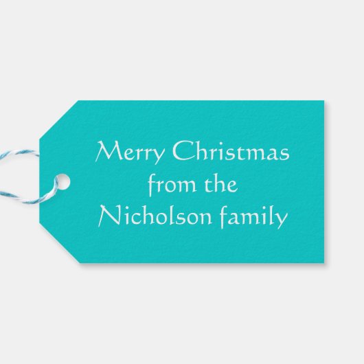 Blue Baubles Text Geschenktafeln blau Geschenkanhänger (Rückseite Horizontal)