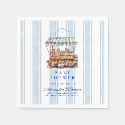 Blue Bauern Market Baby Dusche Serviette (Vorderseite)