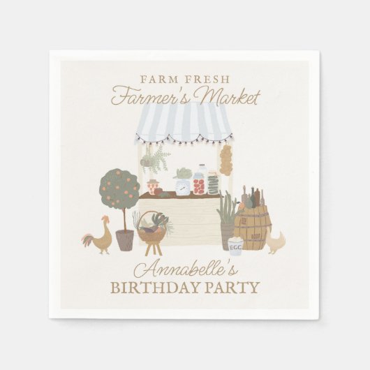 Blue Bauern Market Fresh Birthday Party Serviette (Vorderseite)