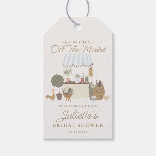 Blue Bauern Market Lokales Brautparty Gefallen Geschenkanhänger (Vorderseite)