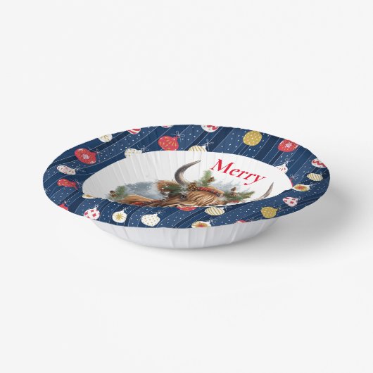 Blue Baulables Christmas Highlander Cow Pappteller (Gewinkelt)