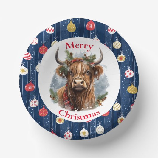 Blue Baulables Christmas Highlander Cow Pappteller (Vorderseite)