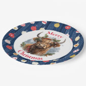 Blue Baulables Christmas Highlander Cow Pappteller (Schrägansicht)