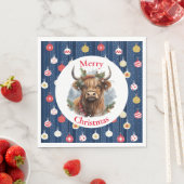 Blue Baulables Christmas Highlander Cow Serviette (Beispiel)