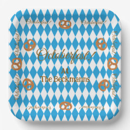 Blue Bavarian Octoberfest Pretzels Personalisieren Pappteller