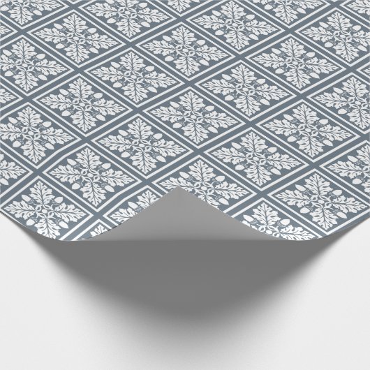 Blue Bayoux Acorn und Leaf Tile Design Geschenkpapier (Ecke)