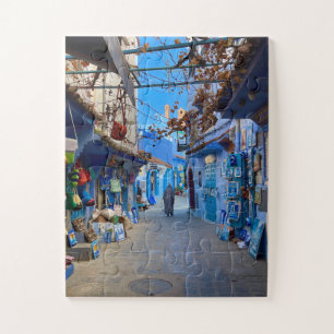 Blue Bazaar Gasse Chefchaouen, Marokko Puzzle