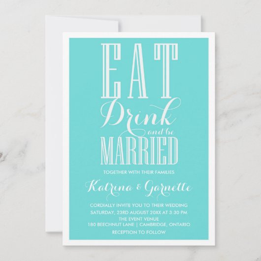 Blue Be Verheiratet Hochzeit Einladung (Vorderseite)