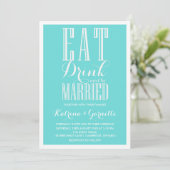 Blue Be Verheiratet Hochzeit Einladung (Stehend Vorderseite)