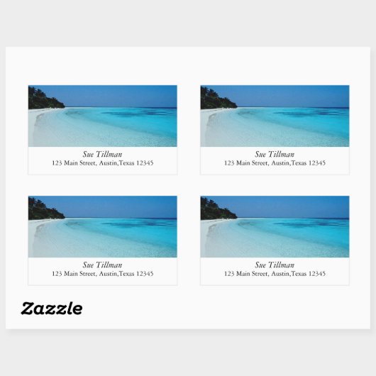 Blue Beach Address Label Rechteckiger Aufkleber (Blatt)