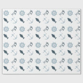 Blue Beach Anchors Palm Trees Geschenkpapier (Flach)