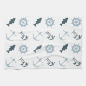 Blue Beach Anchors Palm Trees Geschirrtuch (Horizontal)