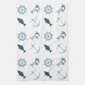 Blue Beach Anchors Palm Trees Geschirrtuch (Vertikal)