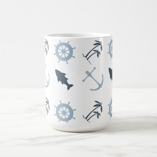 Blue Beach Anchors Palm Trees Kaffeetasse (Mittel)