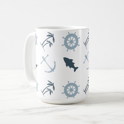 Blue Beach Anchors Palm Trees Kaffeetasse (Vorderseite Links)