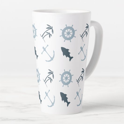 Blue Beach Anchors Palm Trees Milchtasse (Rechte Ecke)