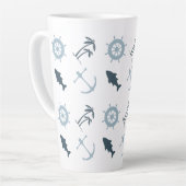 Blue Beach Anchors Palm Trees Milchtasse (Linke Ecke)