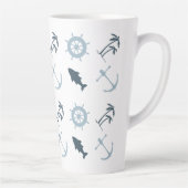 Blue Beach Anchors Palm Trees Milchtasse (Rechts)