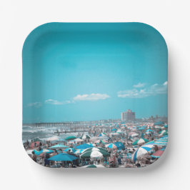 Blue Beach Art Pappteller