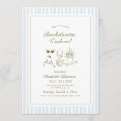 Blue Beach Bachelorette Weekend Itinerary Einladung (Vorderseite)