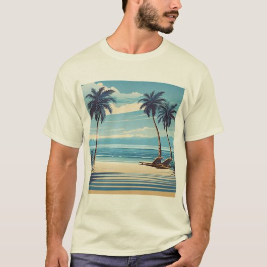 Blue Beach Bliss Tee - Serene Coastal Design (Vorderseite)