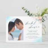 Blue Beach Brautparty Einladung (Stehend Vorderseite)