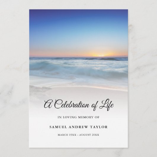 Blue Beach Celebration of Life Funeral Program Programm (Vorderseite)