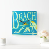 blue beach clock quadratische wanduhr (Zuhause)