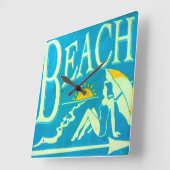 blue beach clock quadratische wanduhr (Winkel)