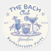 Blue Beach Cocktail Bachelorette Runder Aufkleber (Vorderseite)
