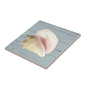Blue Beach Conch Seashell Küstenlinie Muschel Holz Fliese (Seite)