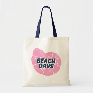 Blue Beach Days Text Pink Sea Muschel Summer Tragetasche
