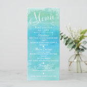Blue Beach Elegante Wedding Menu Card Menükarte (Stehend Vorderseite)