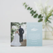 Blue Beach Foto Wedding Vielen Dank Postkarte (Stehend Vorderseite)