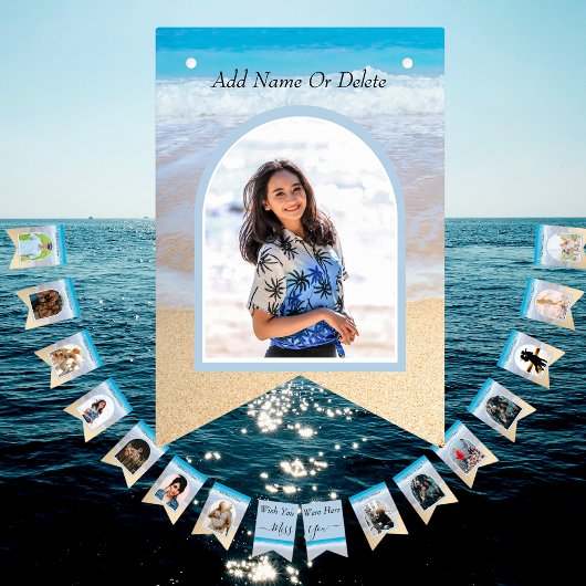 Blue Beach Fotovorlage "wünschst du wärst hier" Wimpelkette