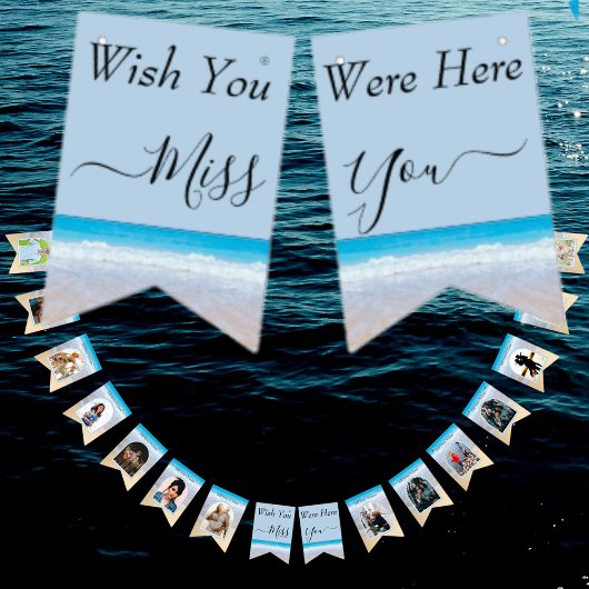 Blue Beach Fotovorlage "wünschst du wärst hier" Wimpelkette