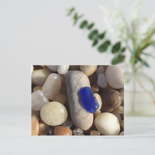 Blue Beach Glass Postcard Postkarte (Stehend Vorderseite)