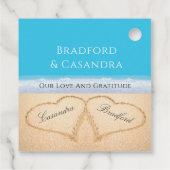 Blue Beach Hochzeit 2 Herz im Sandpapier P Geschenkanhänger (Rückseite)