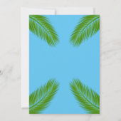 Blue Beach Hochzeit von Navy Tropical Palm Blätter Save The Date (Rückseite)