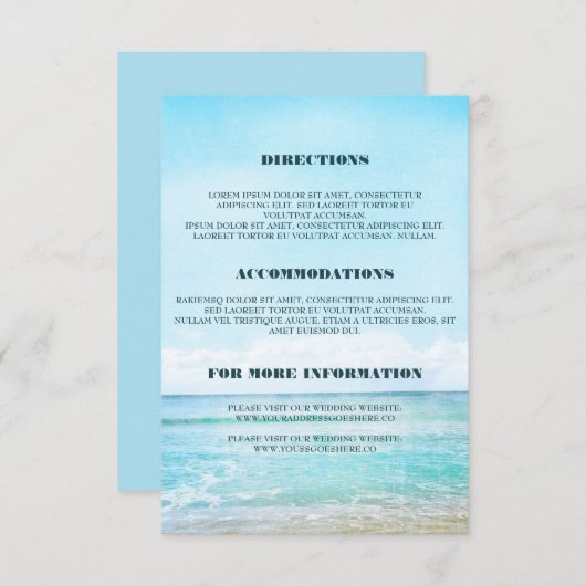 Blue Beach Hochzeiten - Informationen Begleitkarte (Vorne/Hinten)