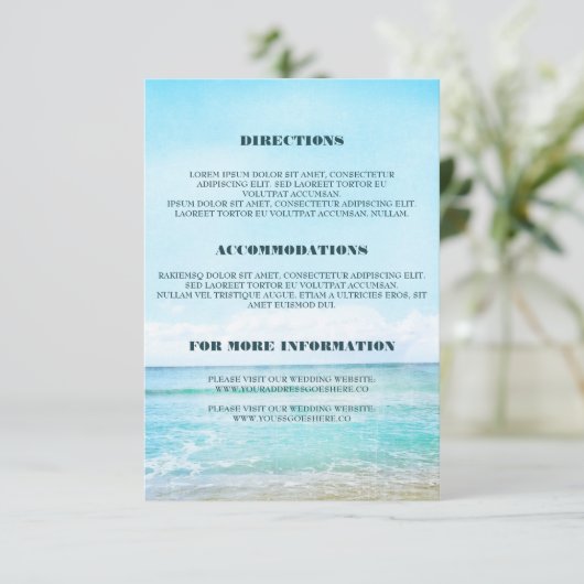 Blue Beach Hochzeiten - Informationen Begleitkarte (Stehend Vorderseite)